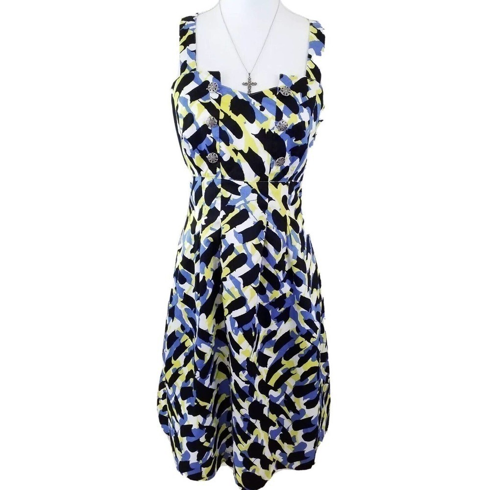Boston Design Studio~ Women's Sz 10~Multi-Color Empire Waist Cotton Summer Dress